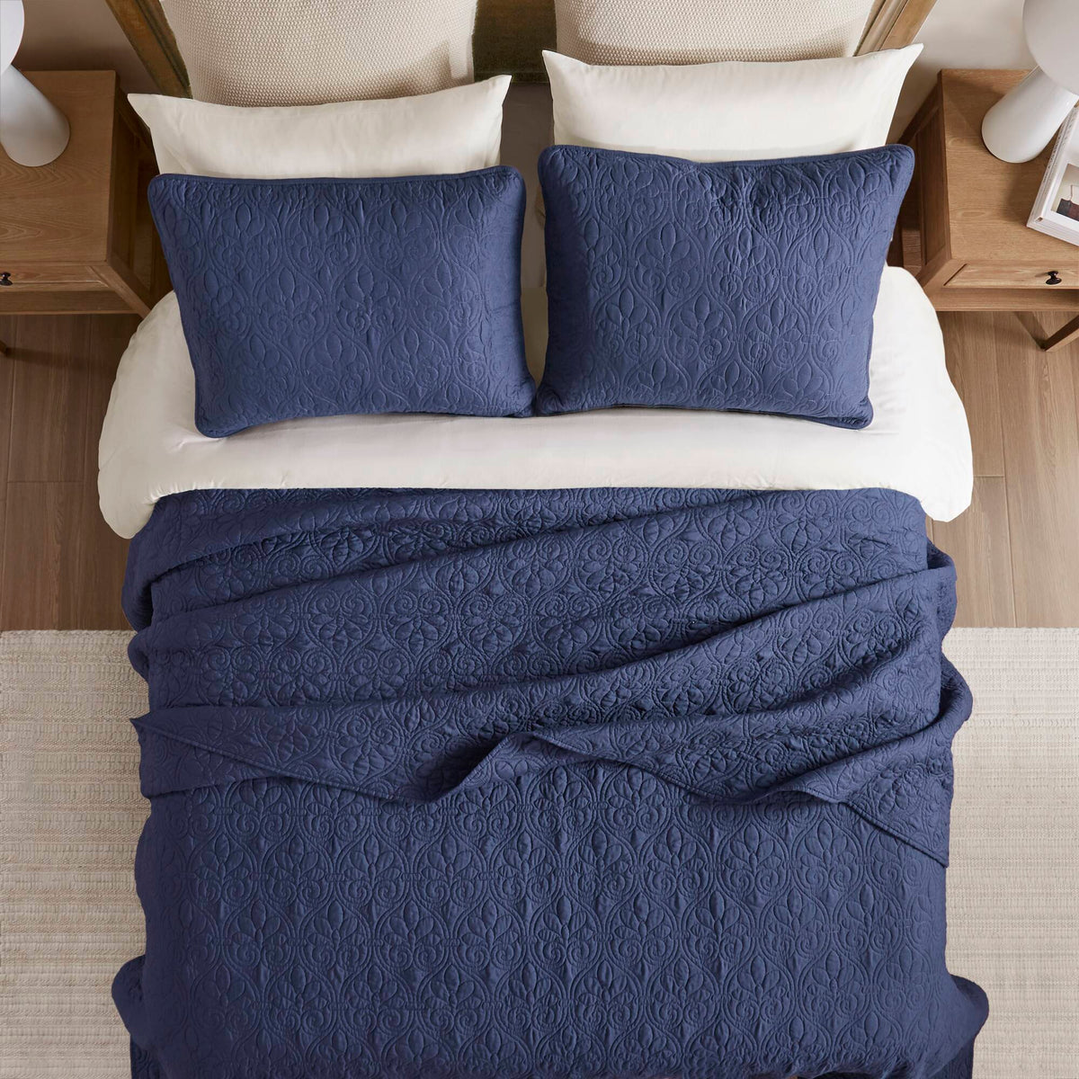 Quebec - Twin Reversible Bedspread Set - Navy