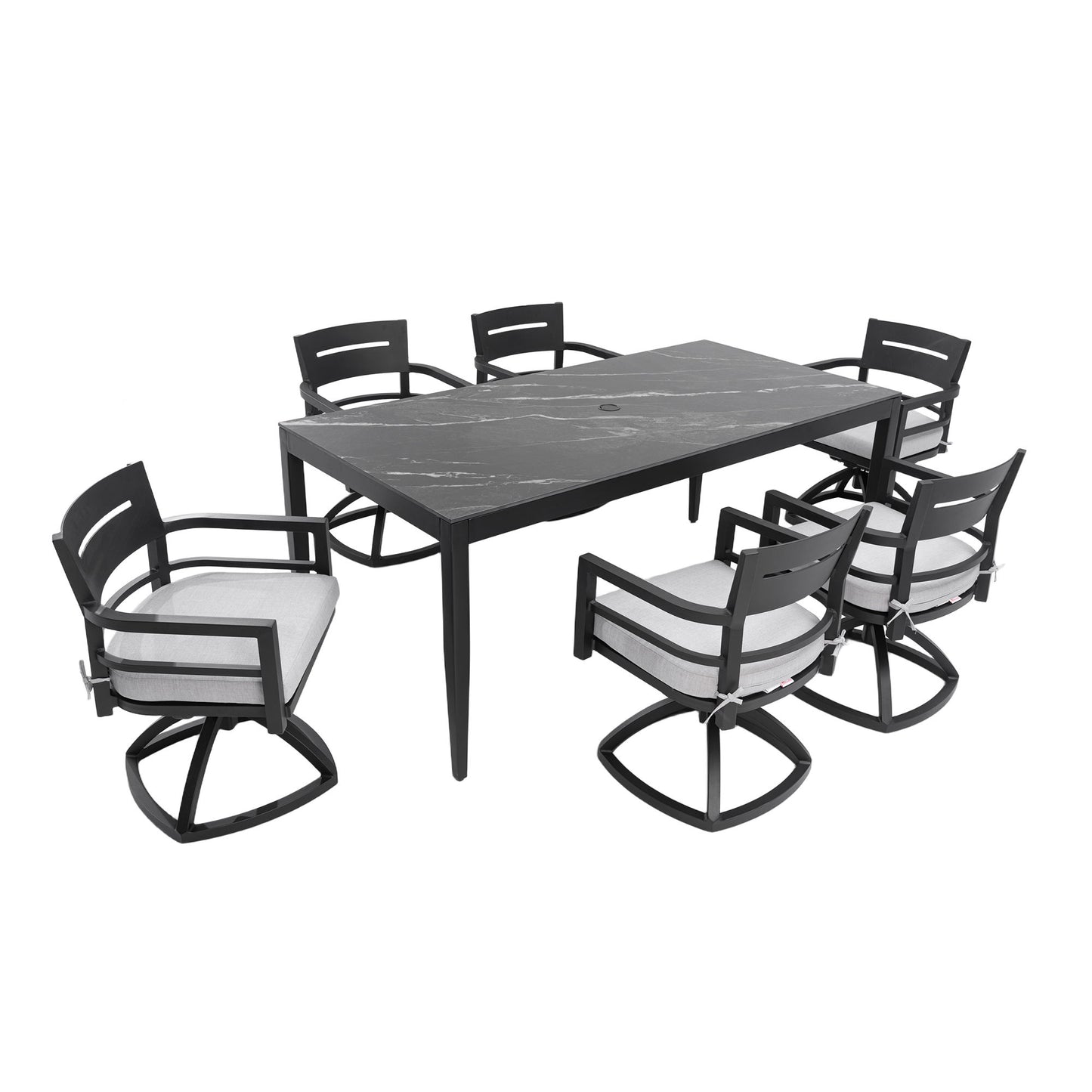 Modern Outdoor Patio Dining Set With Table And Chairs With Sunbrella Cushions