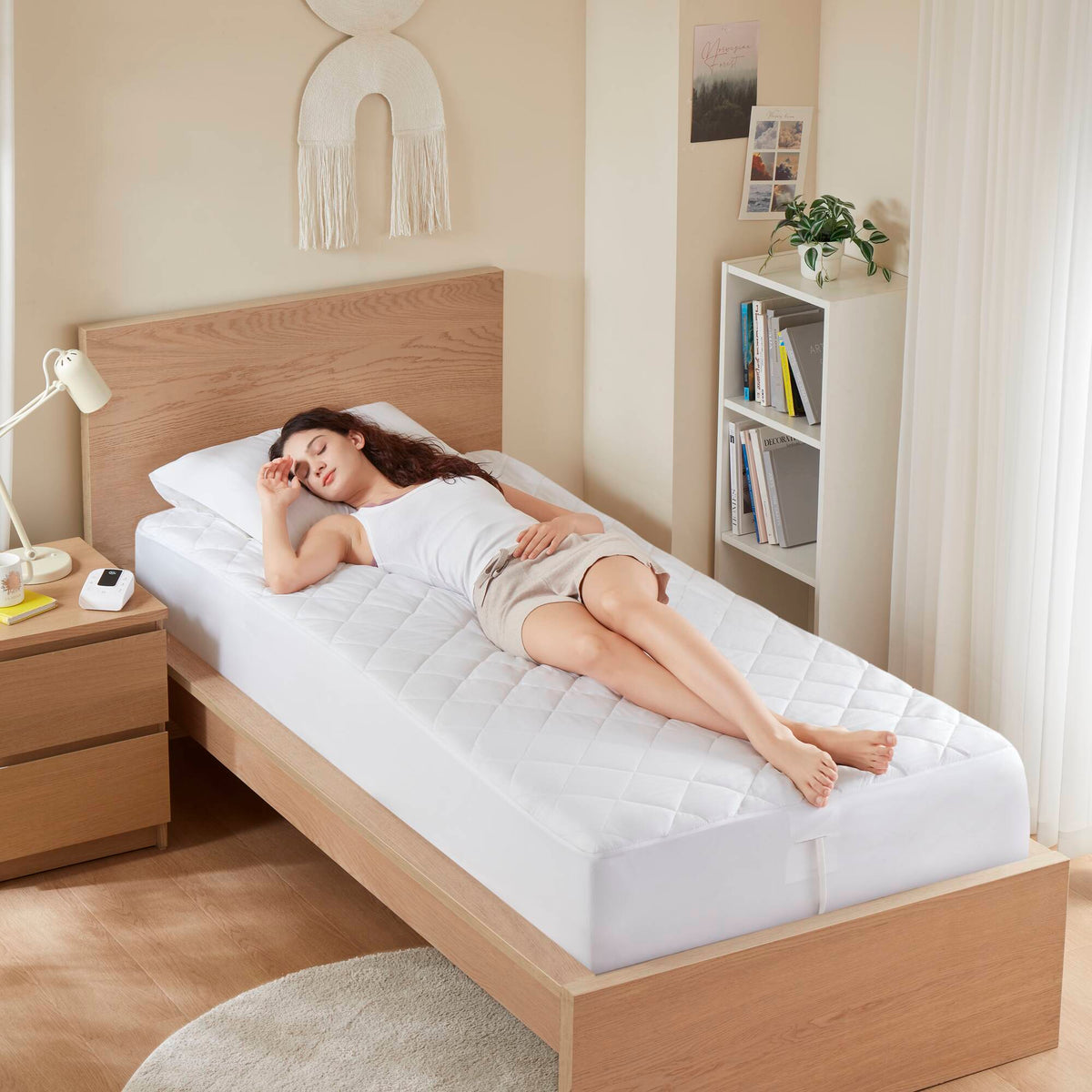 Microfiber Zoned - Twin Heated Mattress Pad - White
