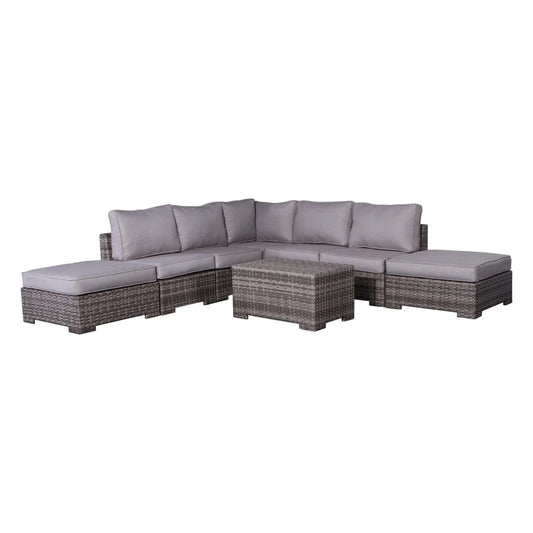 Outdoor 6 Person Wicker Seating Group With Cushions - Gray Mix