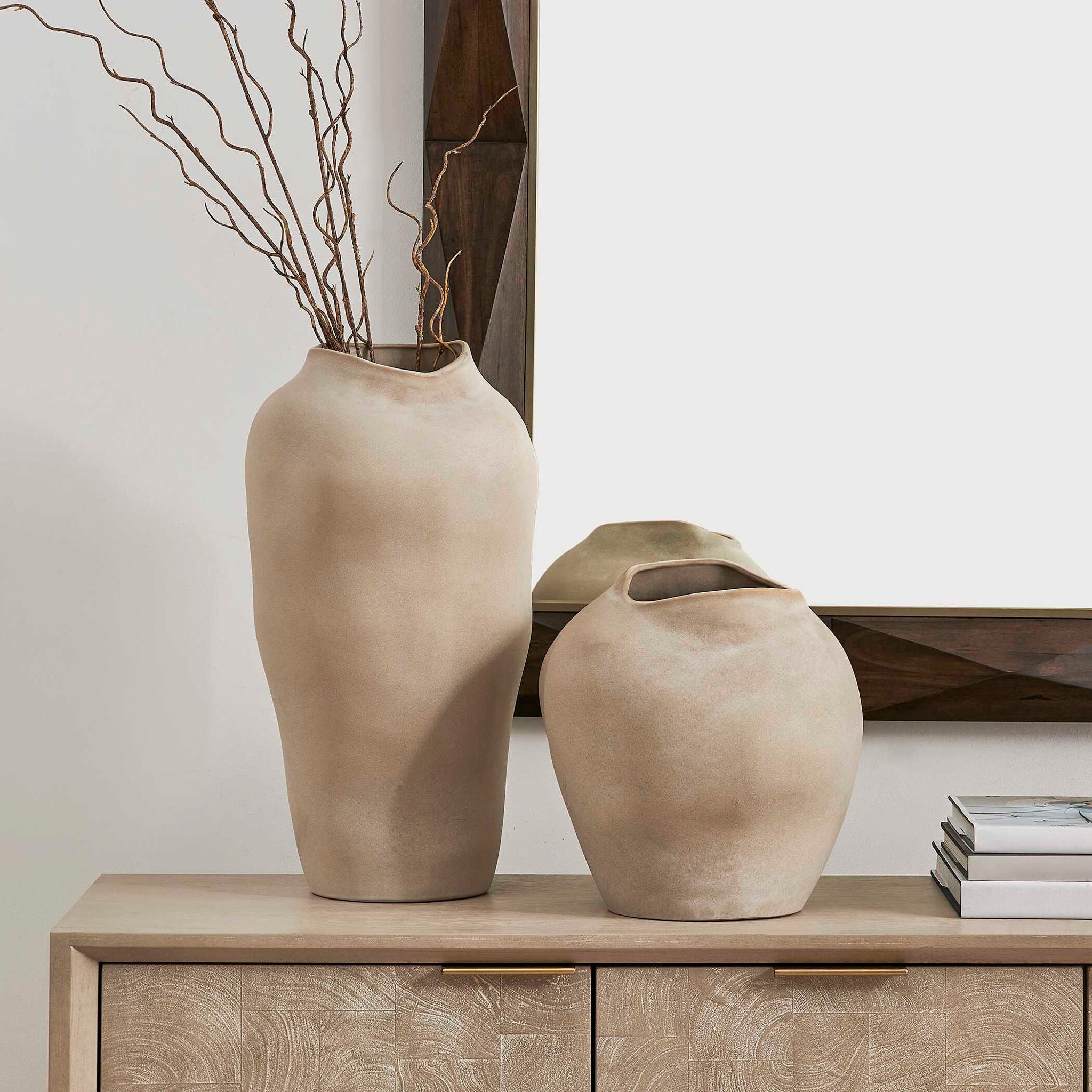 Shadow Play - Indoor-Outdoor Vases (Set of 2) - Buff