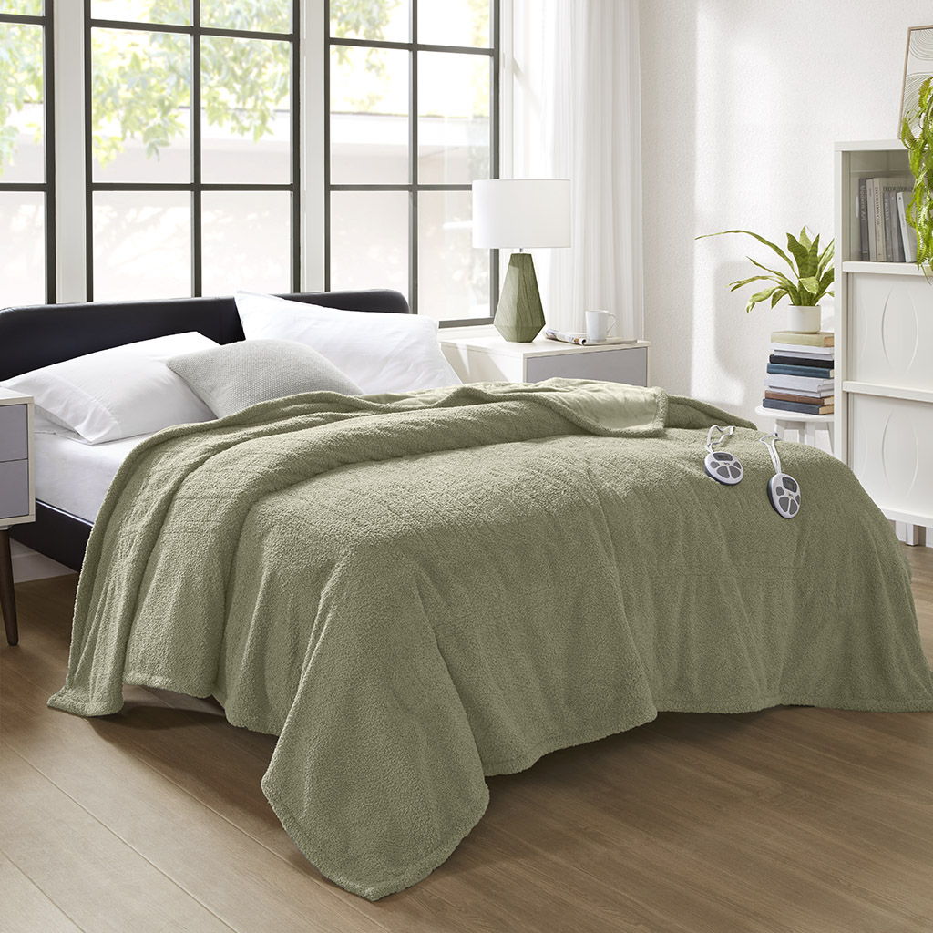 Dream Soft Heated - Twin Blanket - Sage