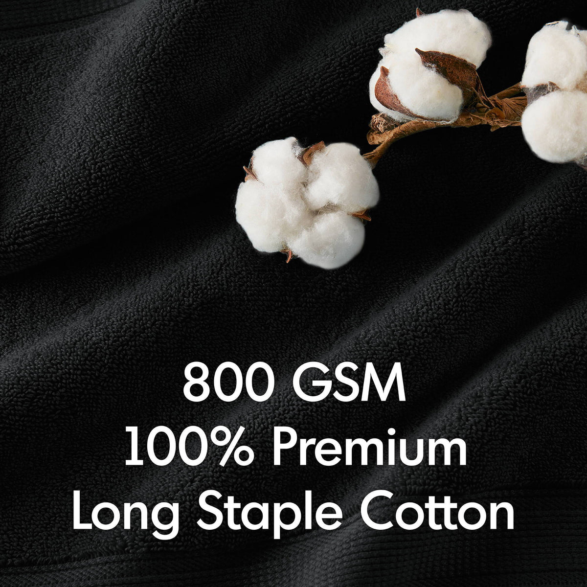 800GSM - Ultra-Soft Absorbent 2 Piece Towel Set - Black