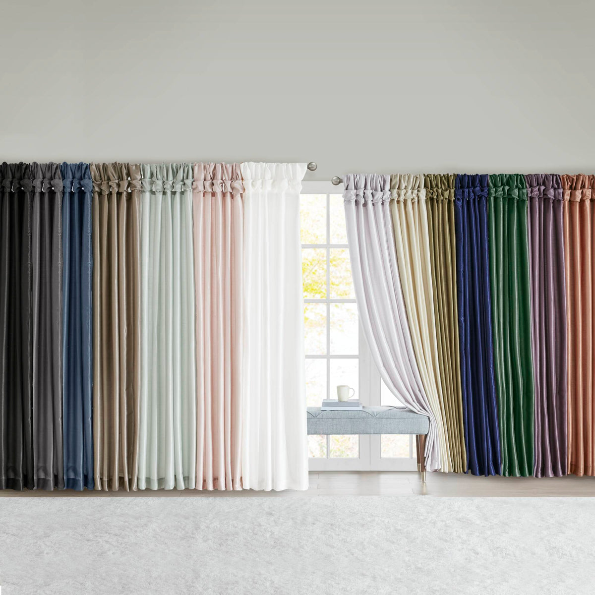 Emilia - 120" Twist Tab Lined Window Curtain - White