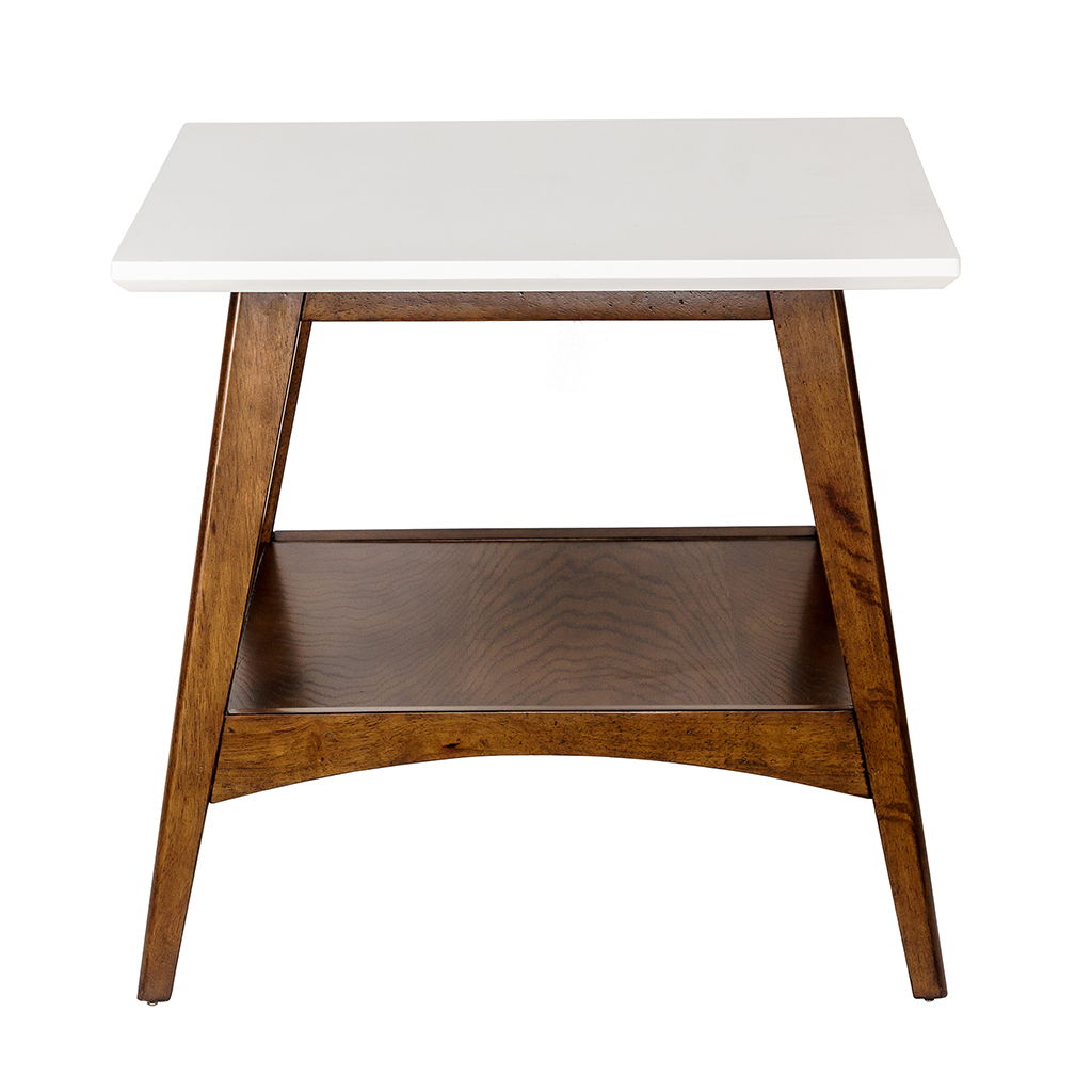 Parker - End Table - Off-White / Pecan
