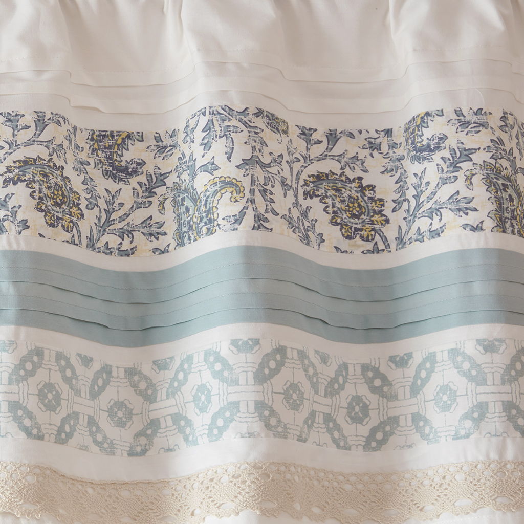 Dawn - Printed And Pieced Rod Pocket Valance - Blue