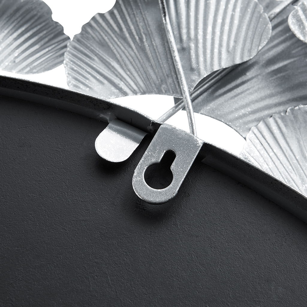 Eden - Eden Gingko Leaf Round Wall Mirror 30.5" - Silver
