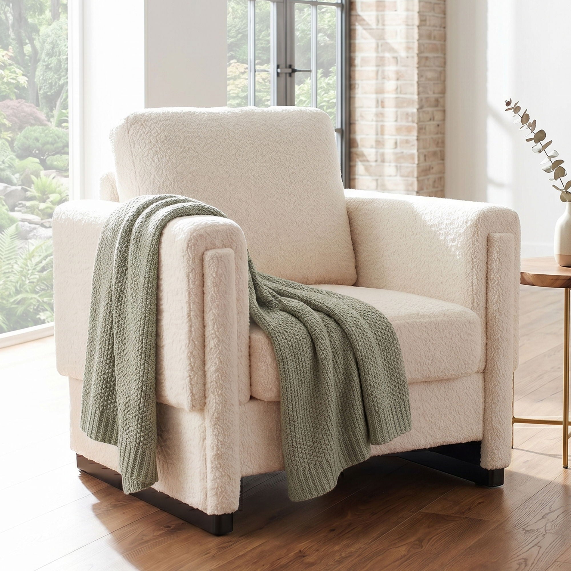 Upholstered Accent Armchair With Square Arm