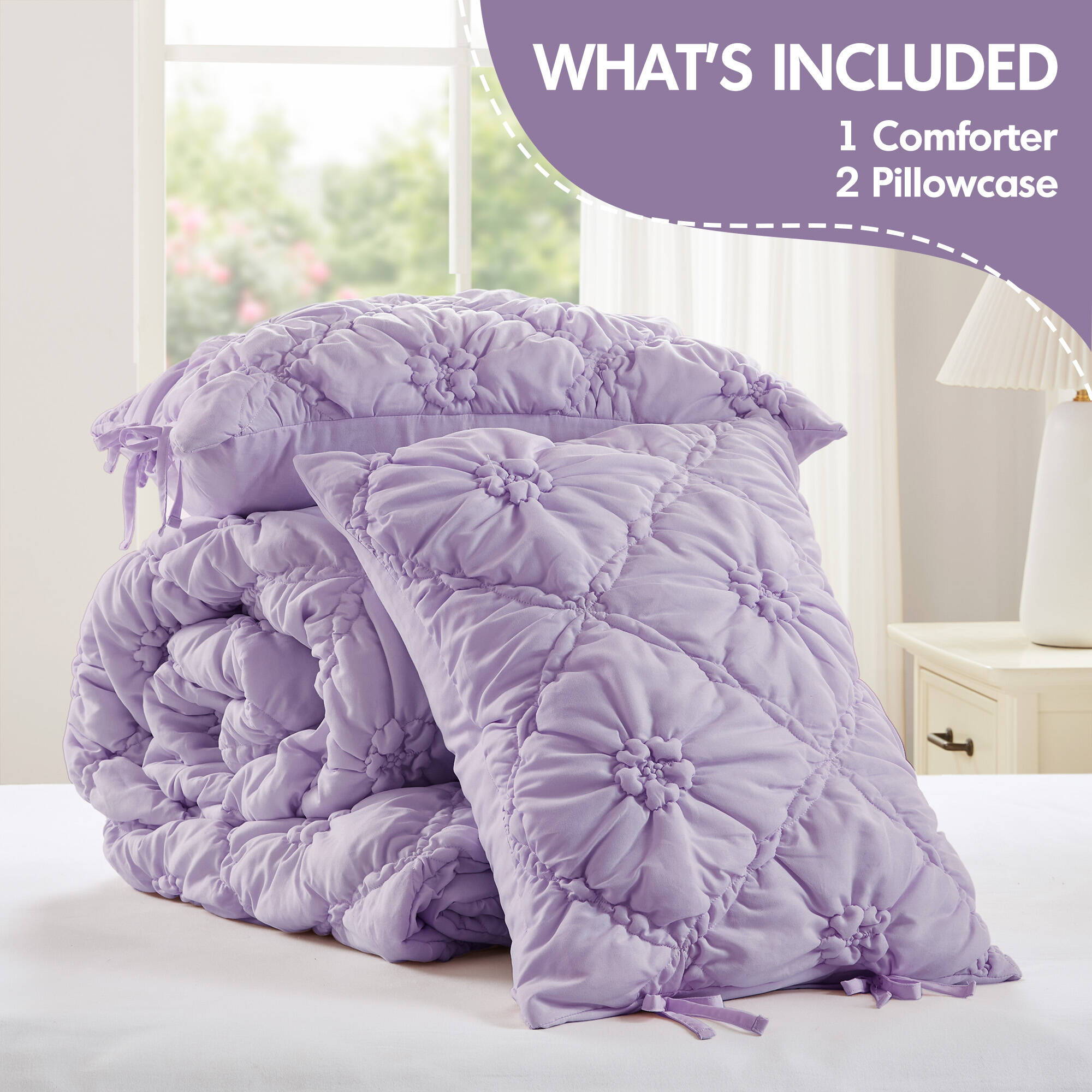 Lily - Full/Queen 3 Piece Comforter Set - Purple