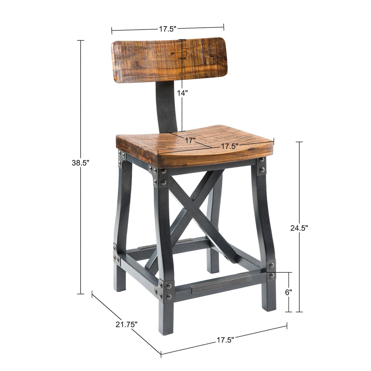 Lancaster - Counter Stool With Back - Amber