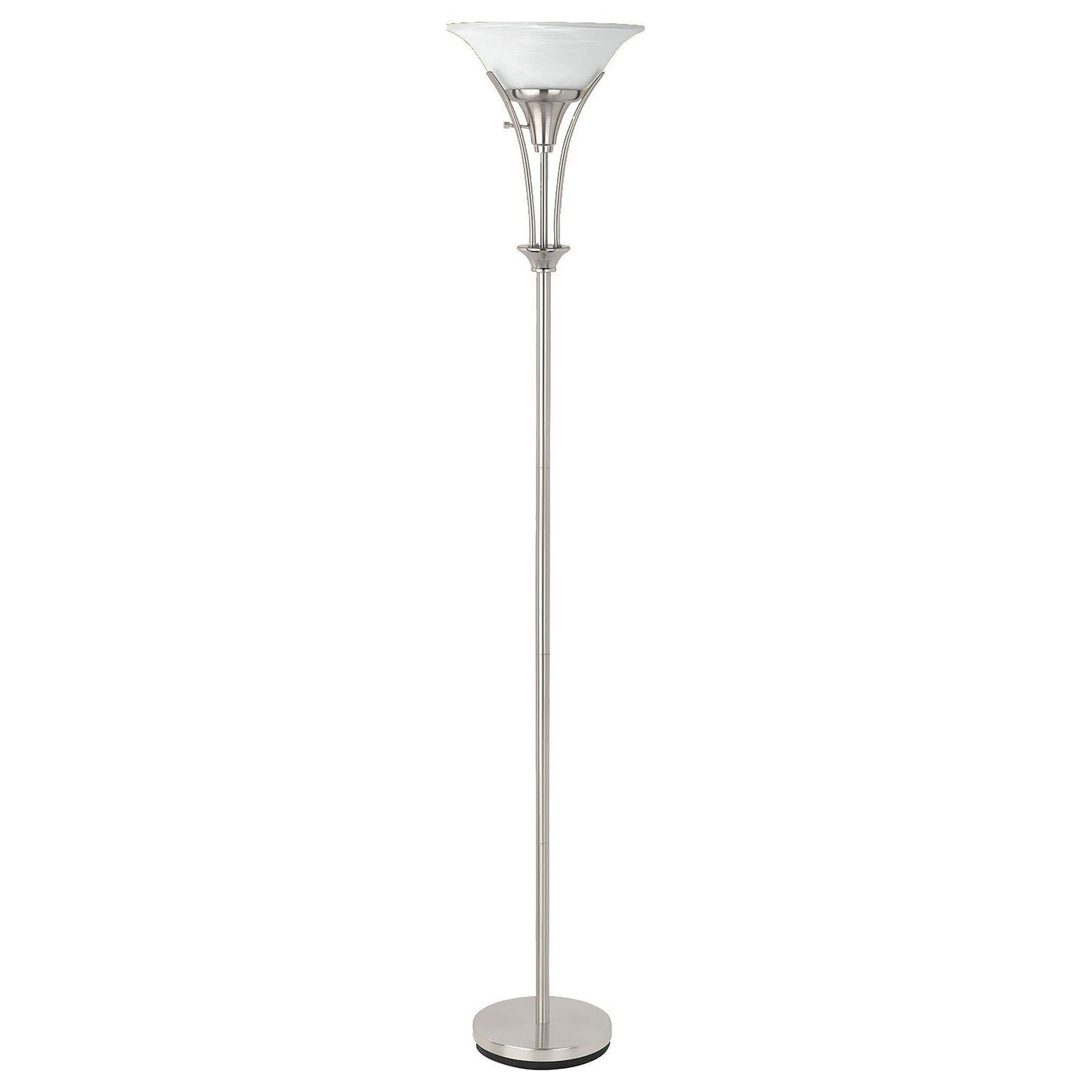 Jessa - Torchiere Floor Lamp With Soft Glass Shade - Silver