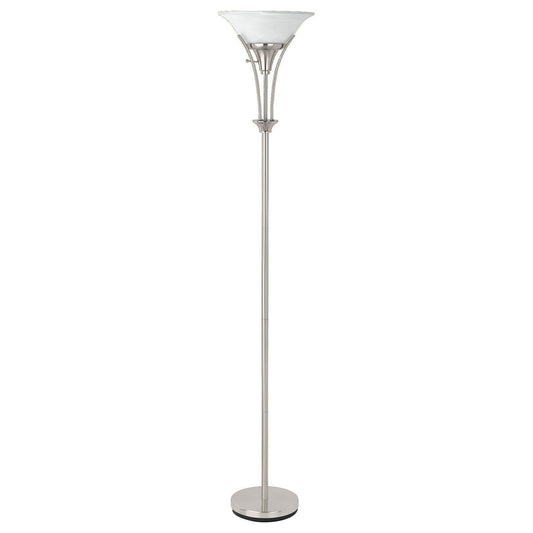 Jessa - Torchiere Floor Lamp With Soft Glass Shade - Silver