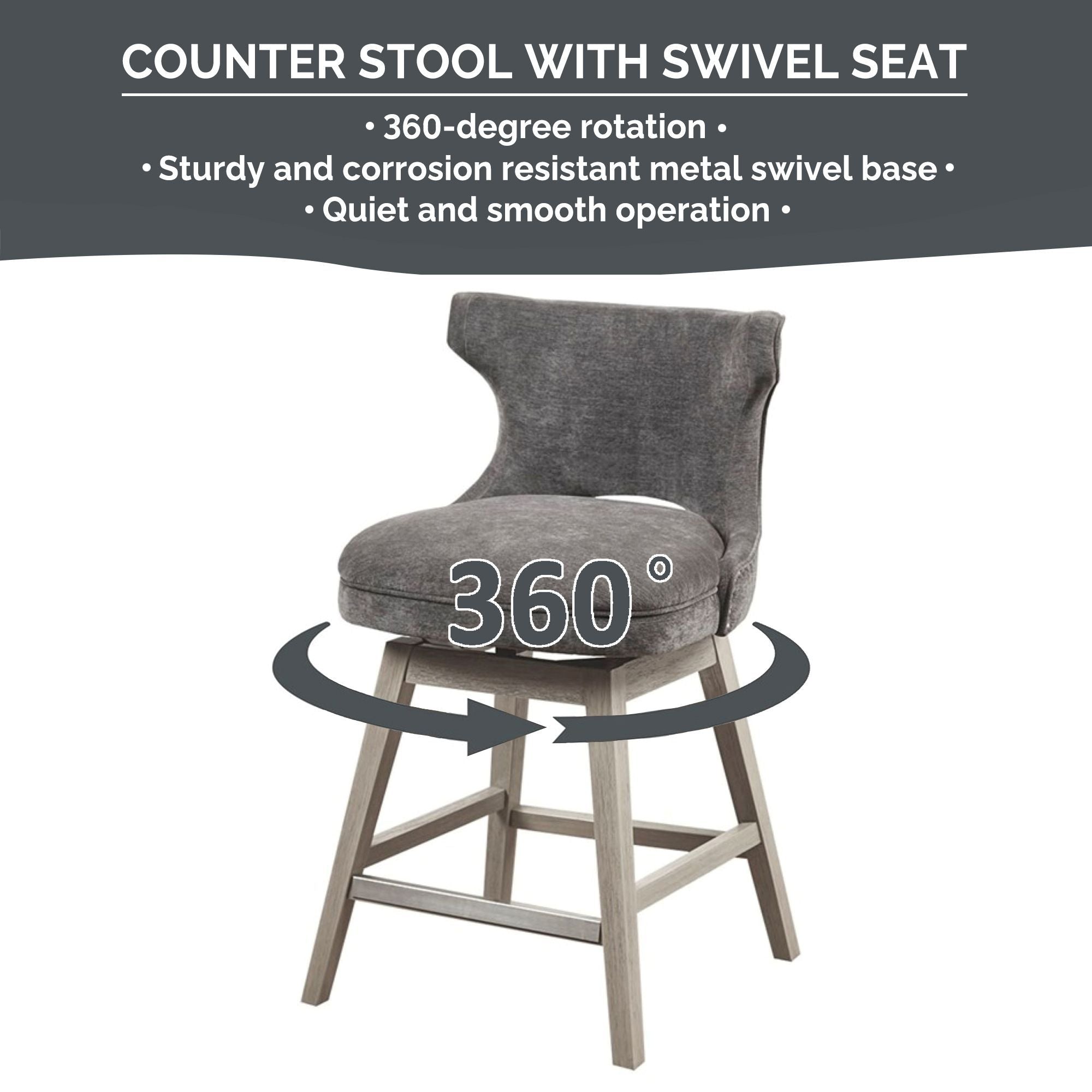 Emmett - 25.75" Swivel Counter Stool - Light Gray