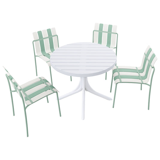 4 Piece Set Of Modern Color Block Designed Single Chairs With Round Table