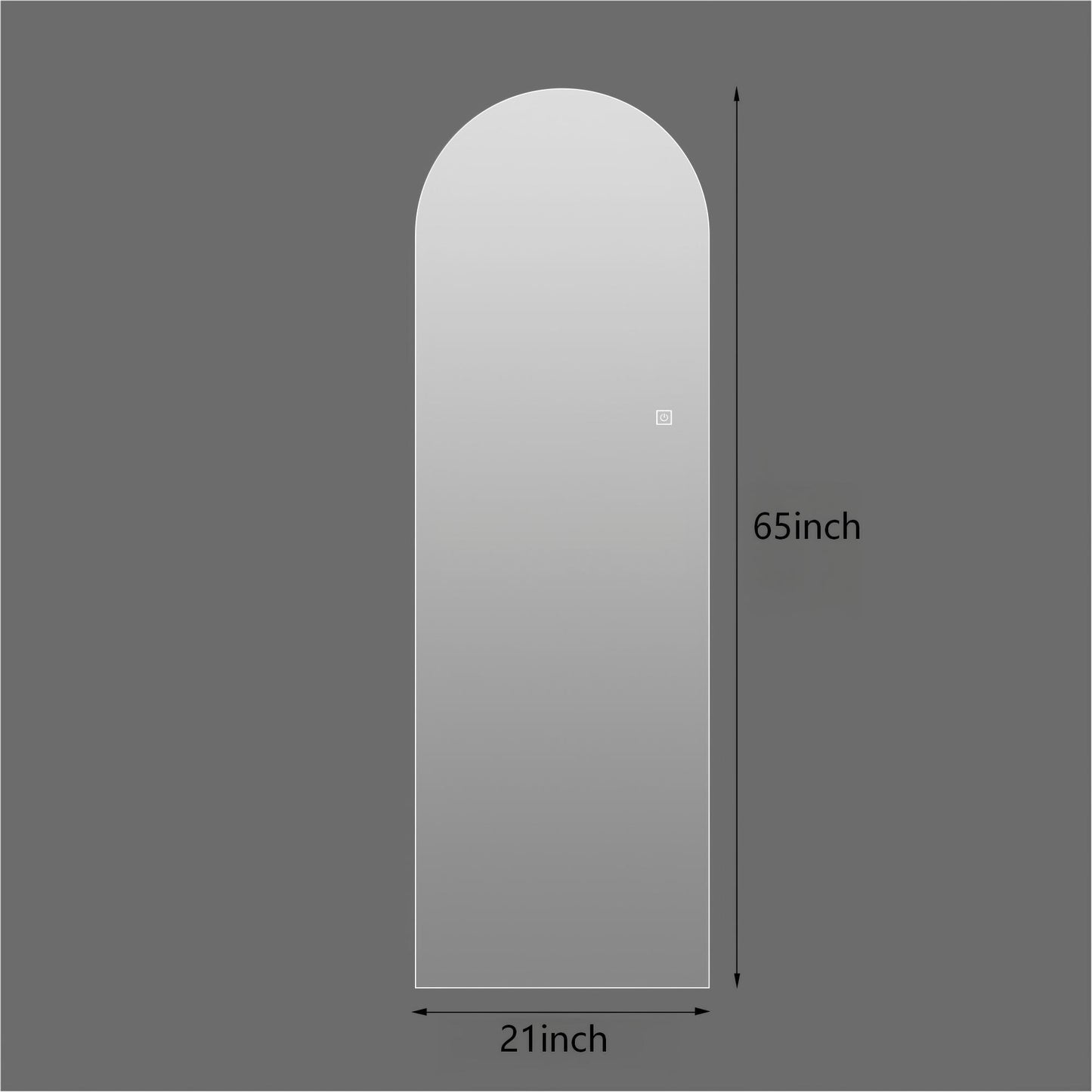 LED Full Length Wall Mirror With Symmetrical Arch Design, 3 Color Dimmable Lighting - Silver