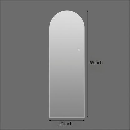 LED Full Length Wall Mirror With Symmetrical Arch Design, 3 Color Dimmable Lighting - Silver