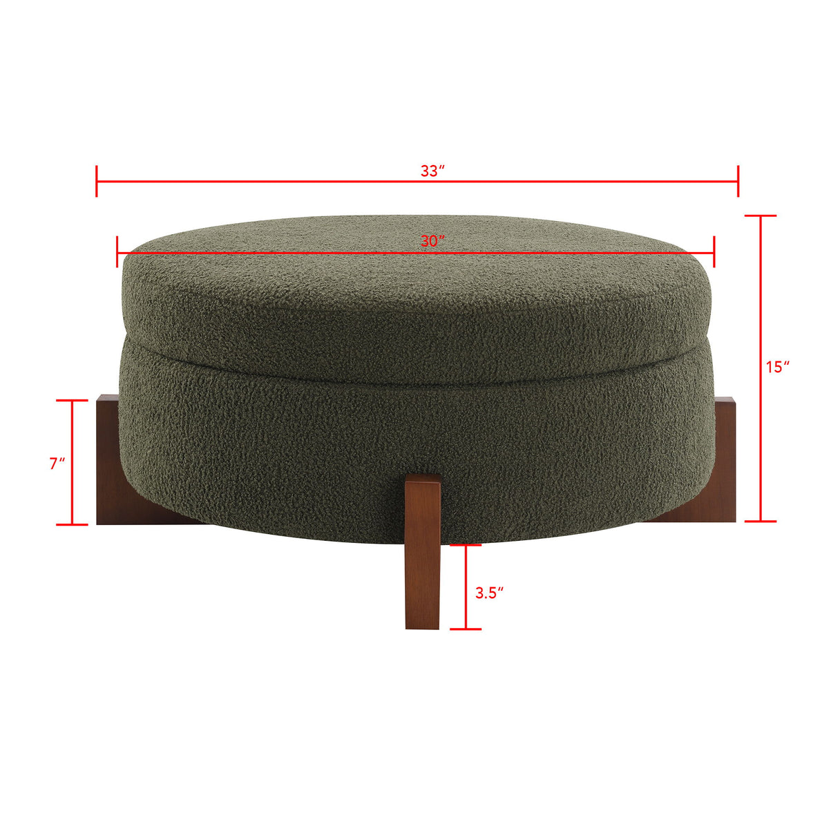 Round Storage Ottoman, Footrest Stool For Living Room