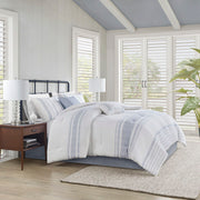 Morgan - 6 Piece Cotton Jacquard Oversized Comforter Set - White / Blue