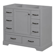 Modern Bathroom Vanity Base Only, 6 Drawer Storage With Adjustable Shelf