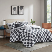 Miley - Checkered Twin Comforter Set - Black / White
