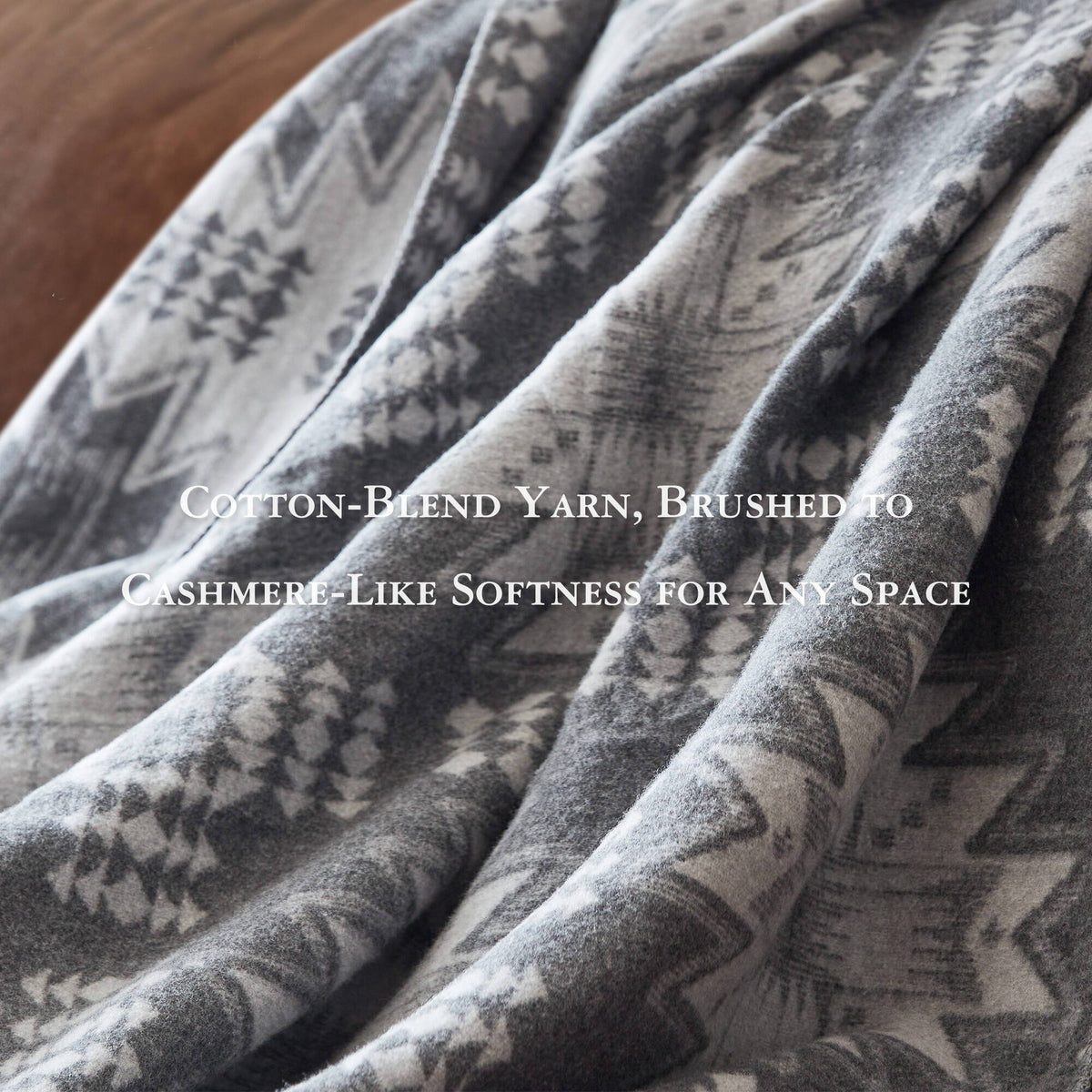 Alberta - King Cotton Blend Blanket - Gray Aztec