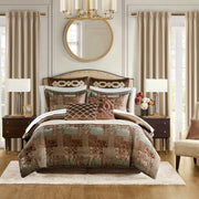 Galleria - 4 Piece King Comforter Set - Brown