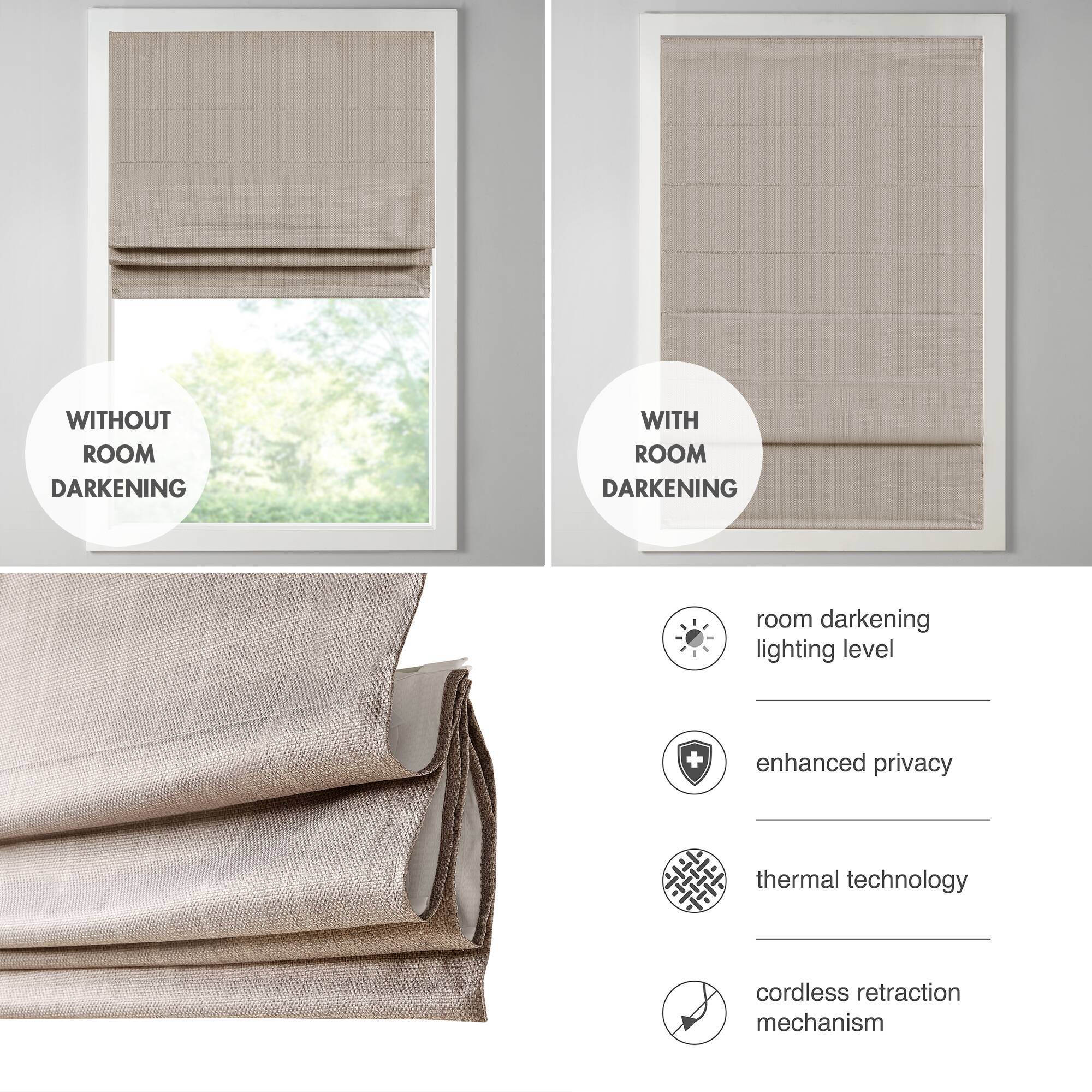 Galen - 27" Basketweave Room Darkening Cordless Roman Shade