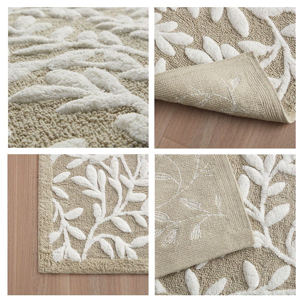 Serene - 21" x 34" Cotton Tufted Bath Rug - Beige