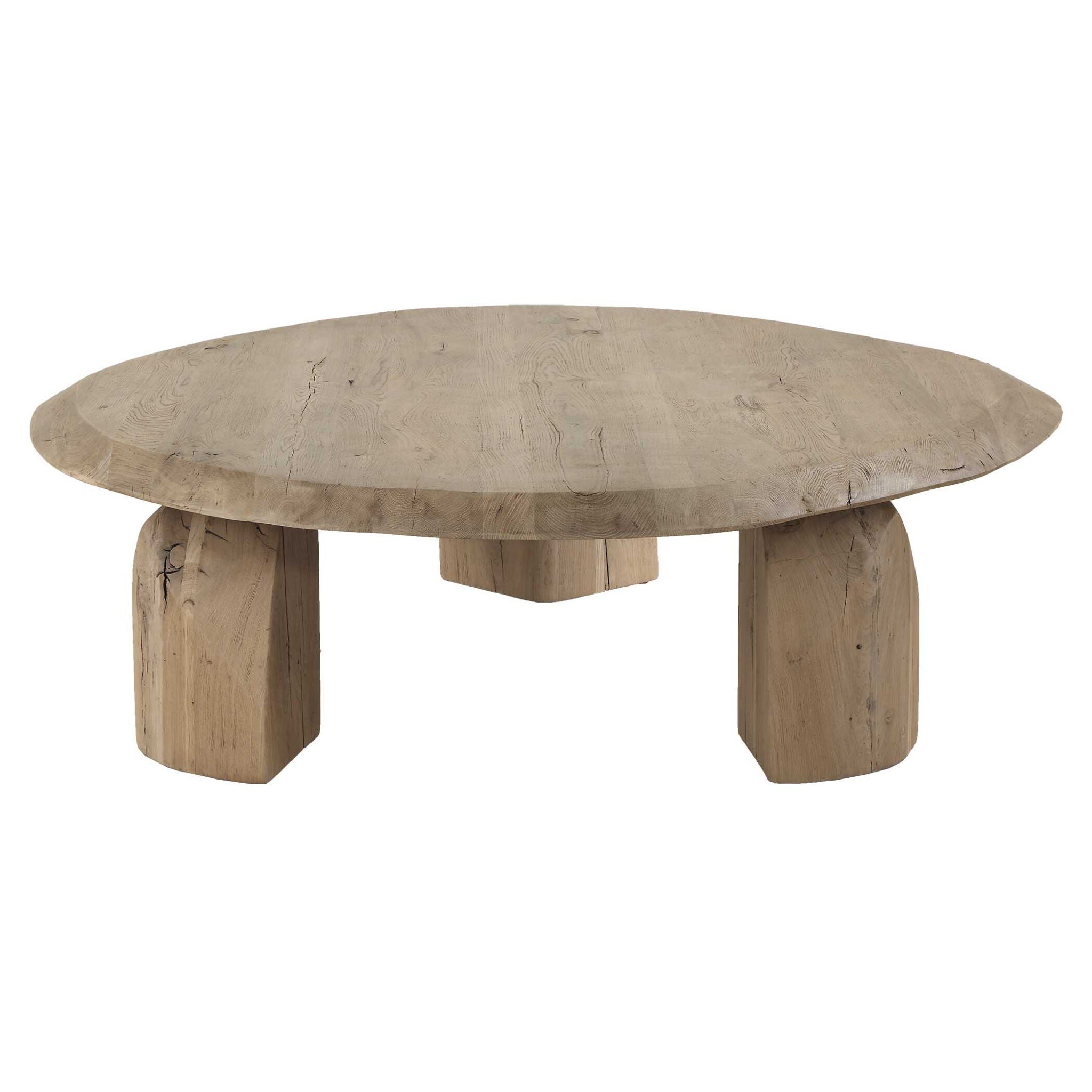 Tiernan - Reclaimed Oak Round Coffee Table - Woodtone
