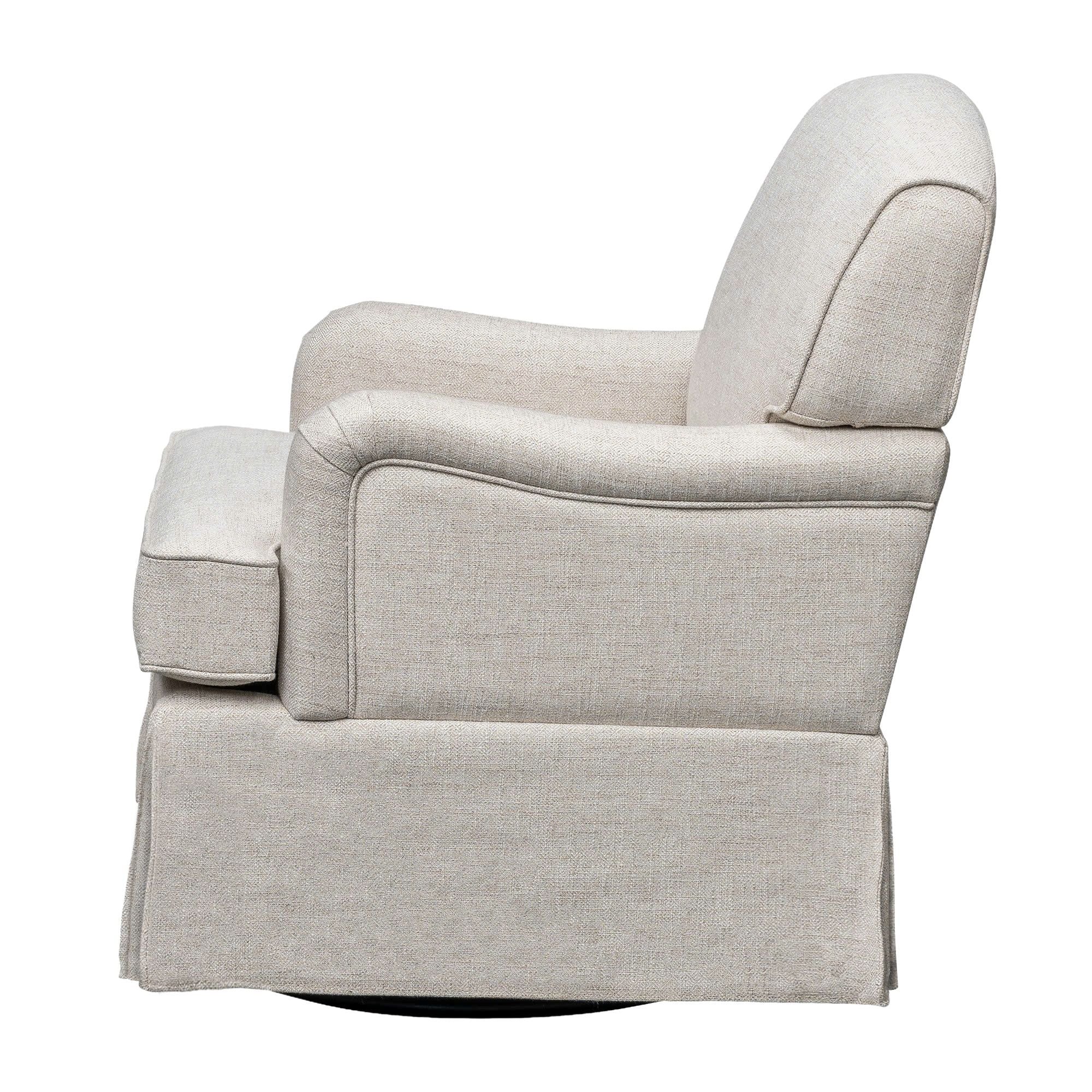 Melody - One Size Swivel Glider Skirted Armchair - Cream