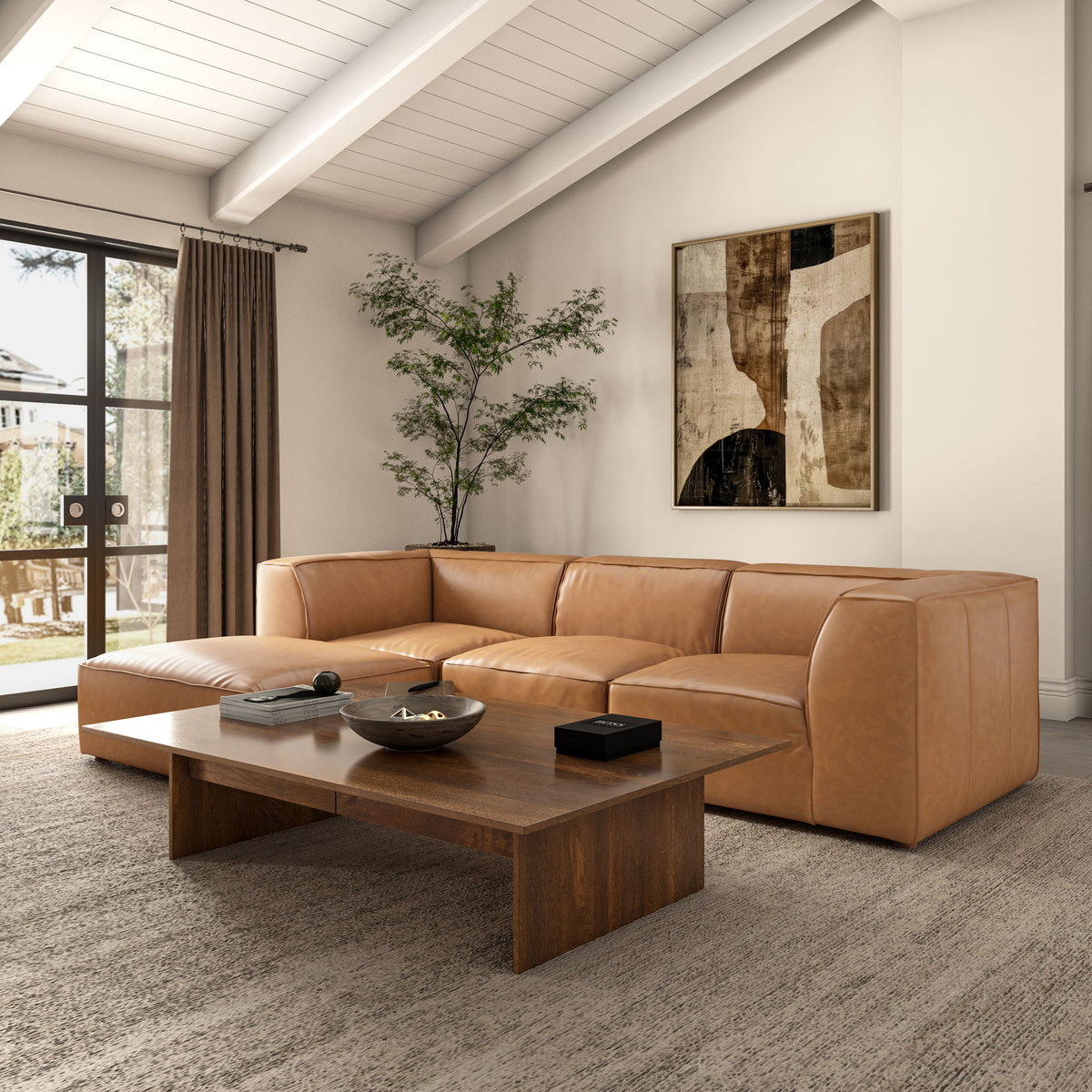 Form - Classic L Modular Leather Sectional - Sonoran Tan