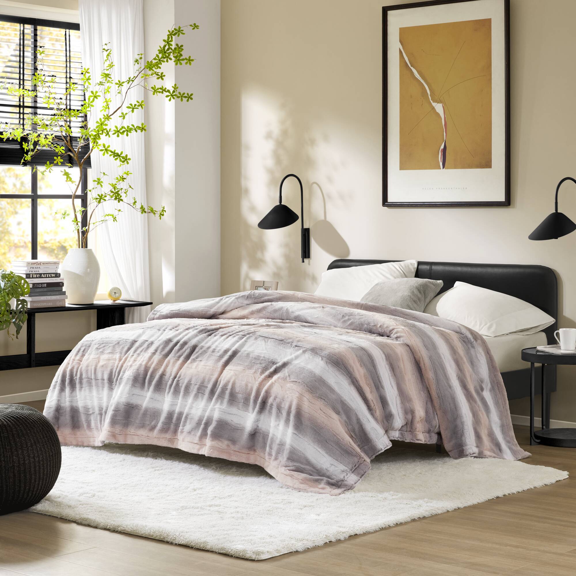 Zuri - 90" x 90" Blanket - Blush / Gray