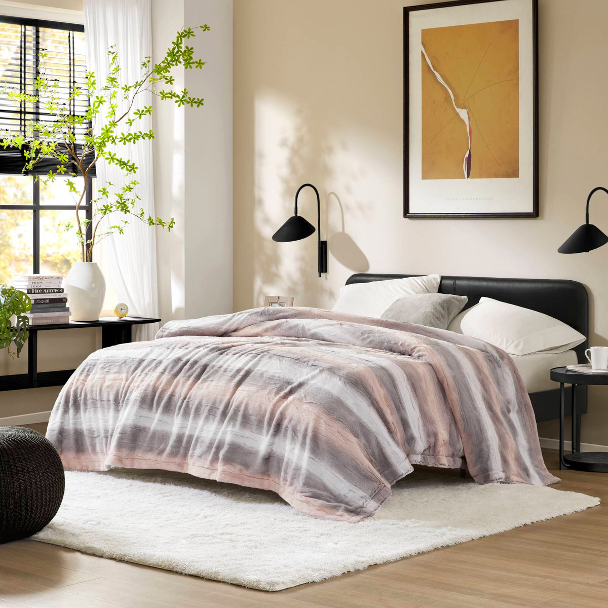 Zuri - 108" x 90" Blanket - Blush / Gray