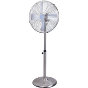 Stand Fan, 4 Blades, Rotary Knob Switch, Oscillation Function, Tilting Angle - Chrome
