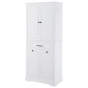 Freestanding Bathroom Storage Cabinet With Doors, Drawers, And Tilt Out Laundry Hamper - White