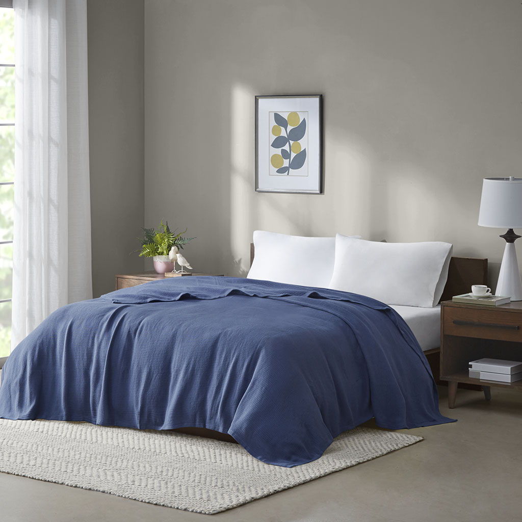 Freshspun Basketweave - Blanket - Navy