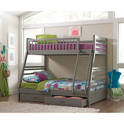 Keira - 2 Drawer Twin Over Full Bunk Bed - Gray