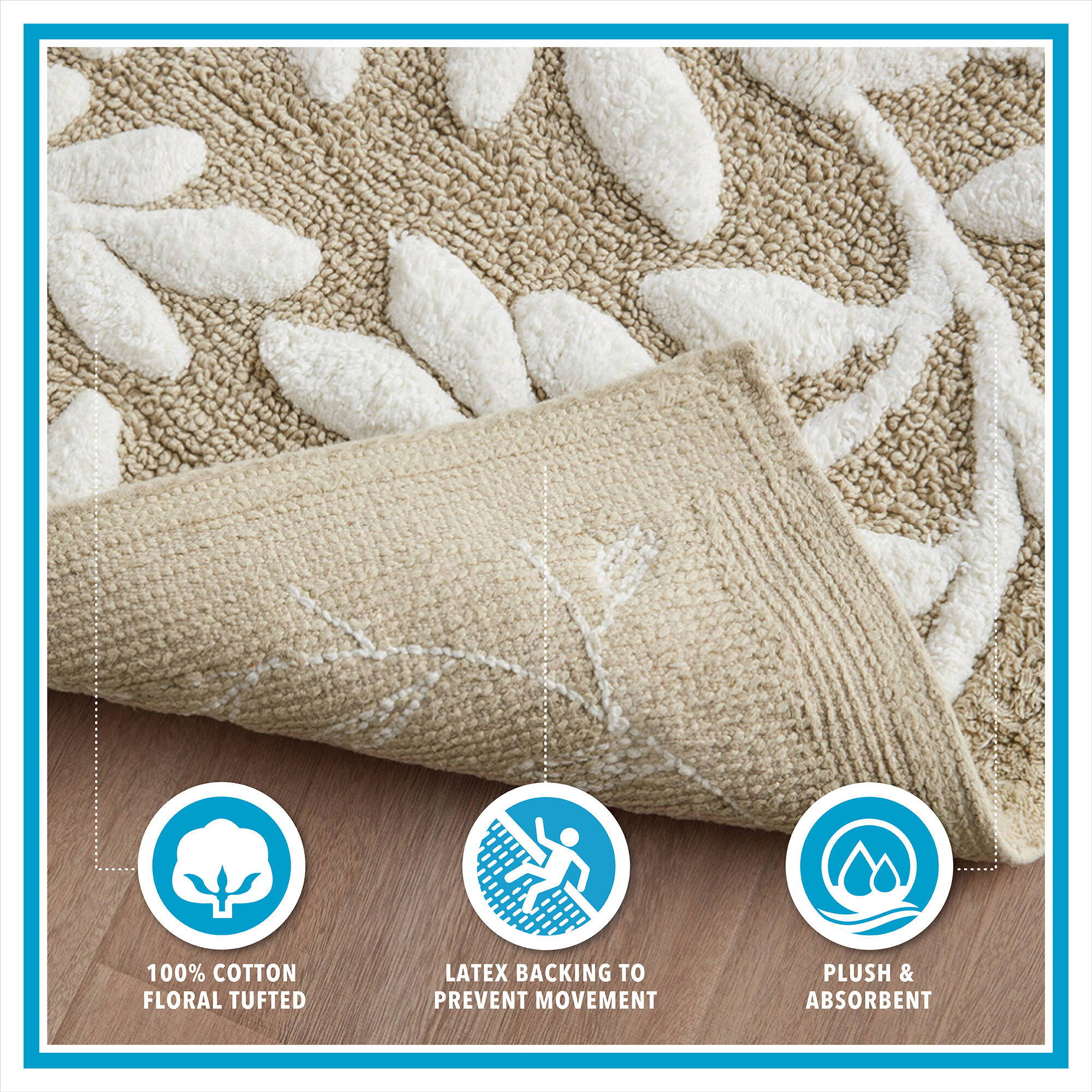 Serene - 21" x 34" Cotton Tufted Bath Rug - Beige
