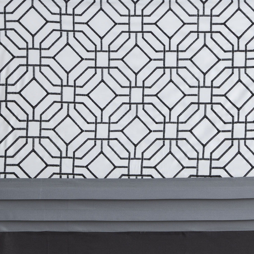 Donnell - Embroidered And Pieced Shower Curtain - Black / Gray