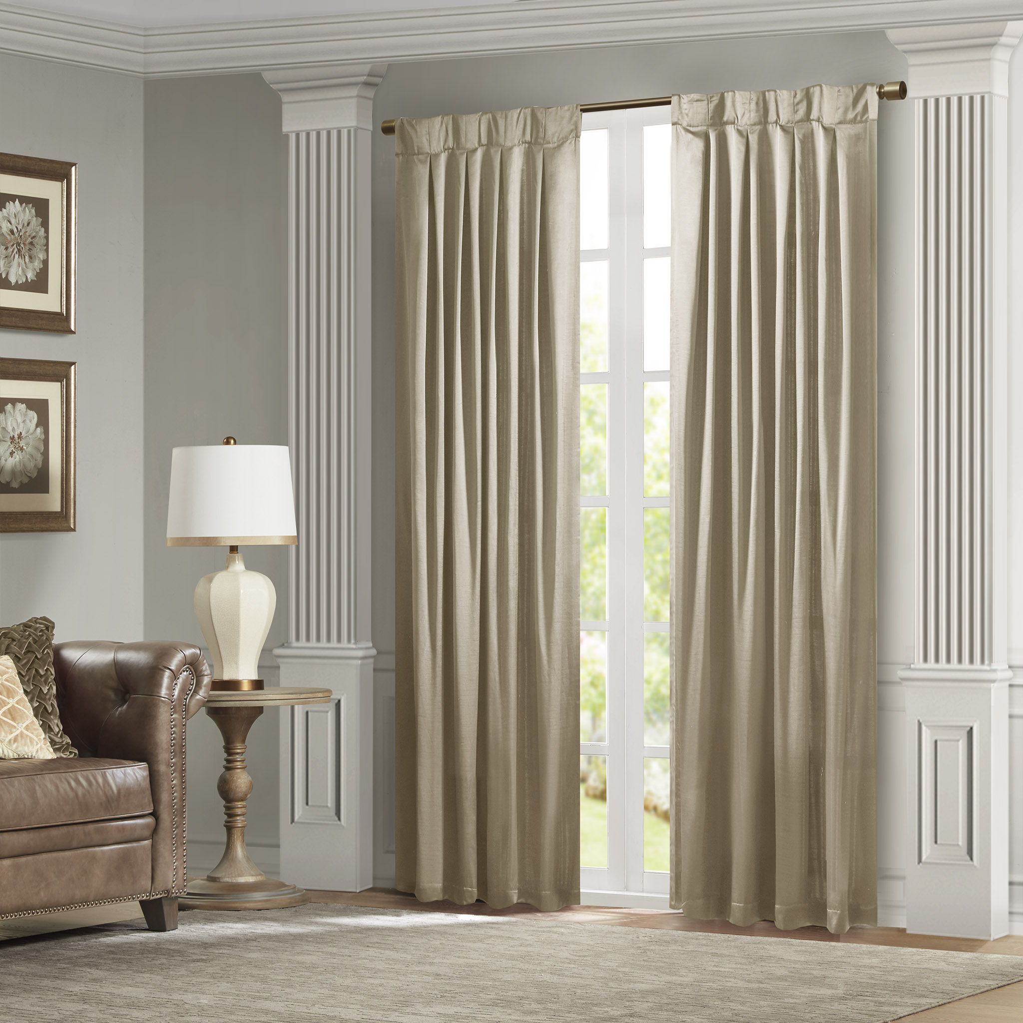 Avignon - Pleat Curtain Panel With Tieback (Single) - Champagne