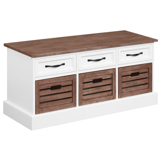 3 Drawer Storage Bench With Removable Baskets - Brown