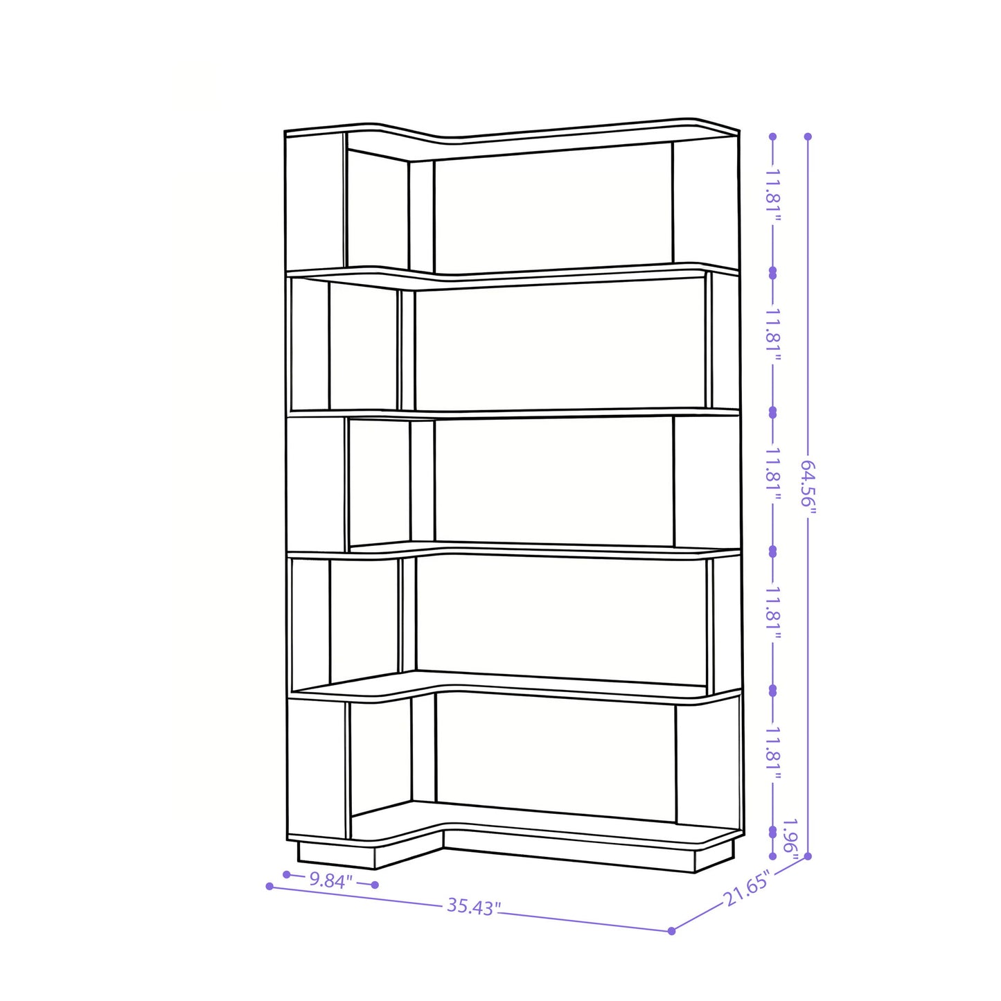 L-Shaped Corner Bookshelf
