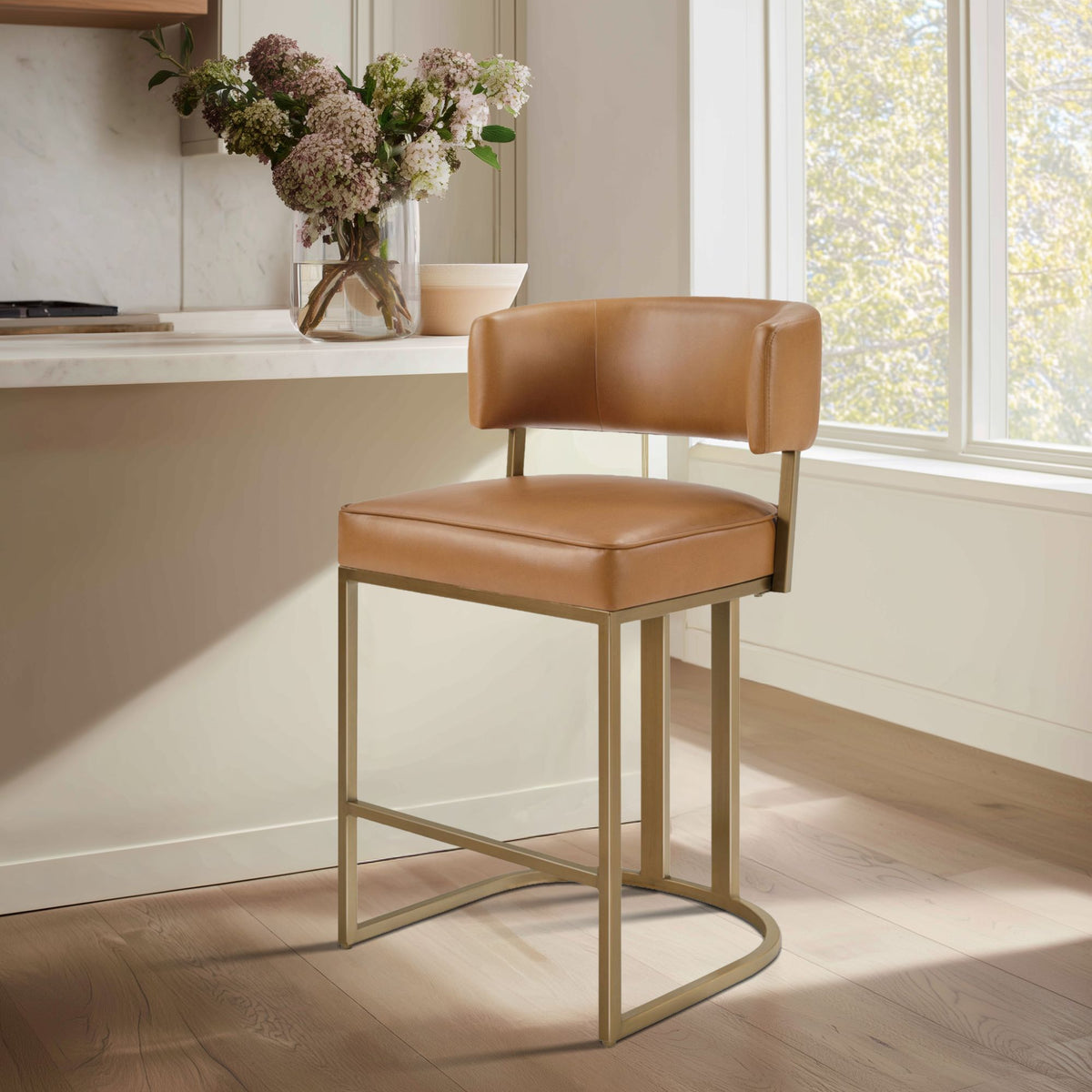 August - Upholstered Counter Stool - Brown