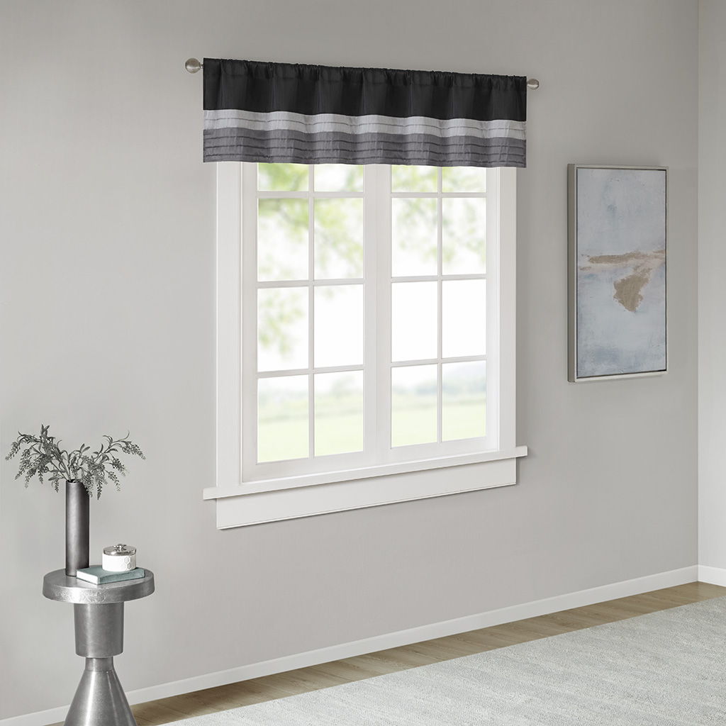 Amherst - Polyoni Pintuck Window Valance - Black