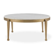 Tylan - Round Marble Coffee Table - Brass / White