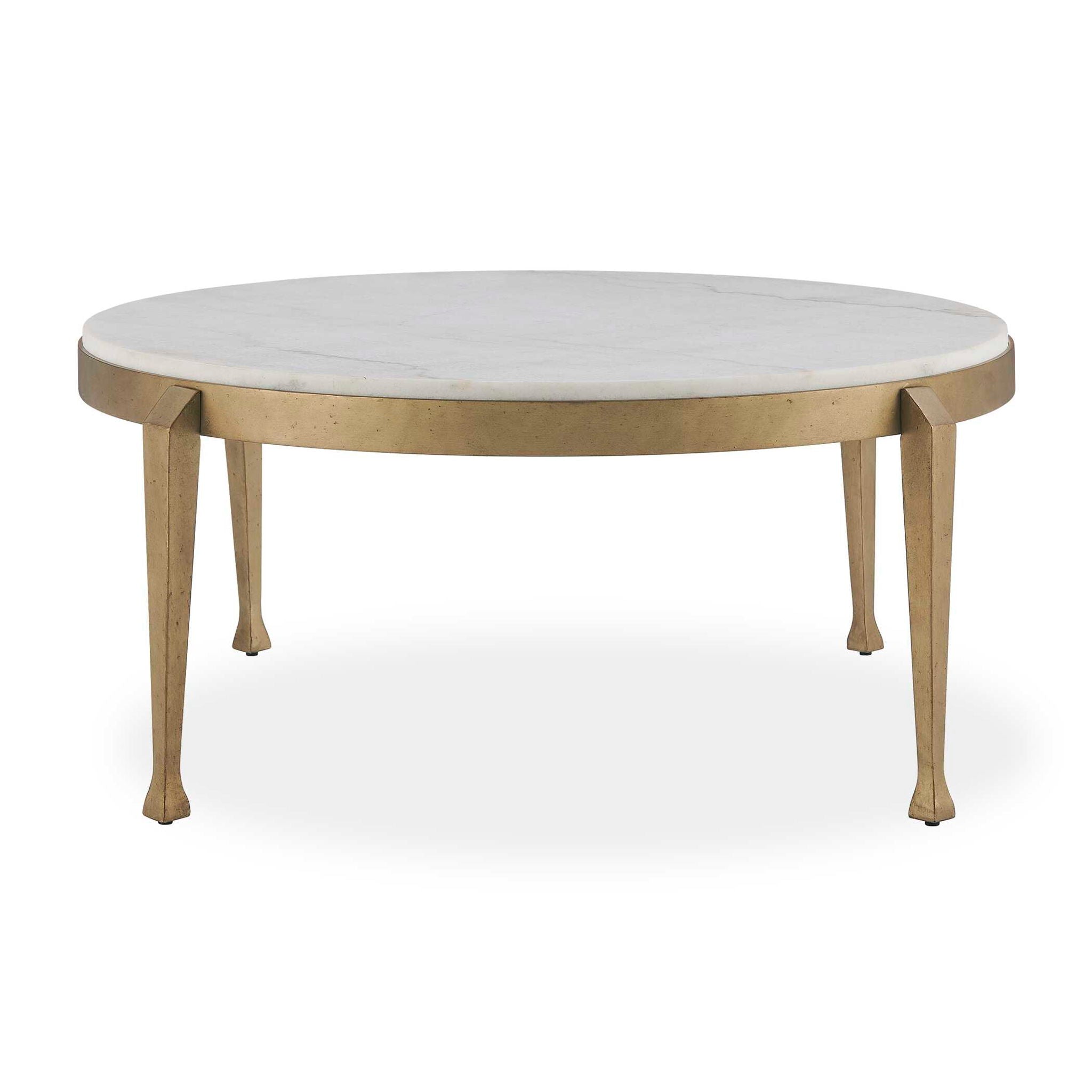 Tylan - Round Marble Coffee Table - Brass / White