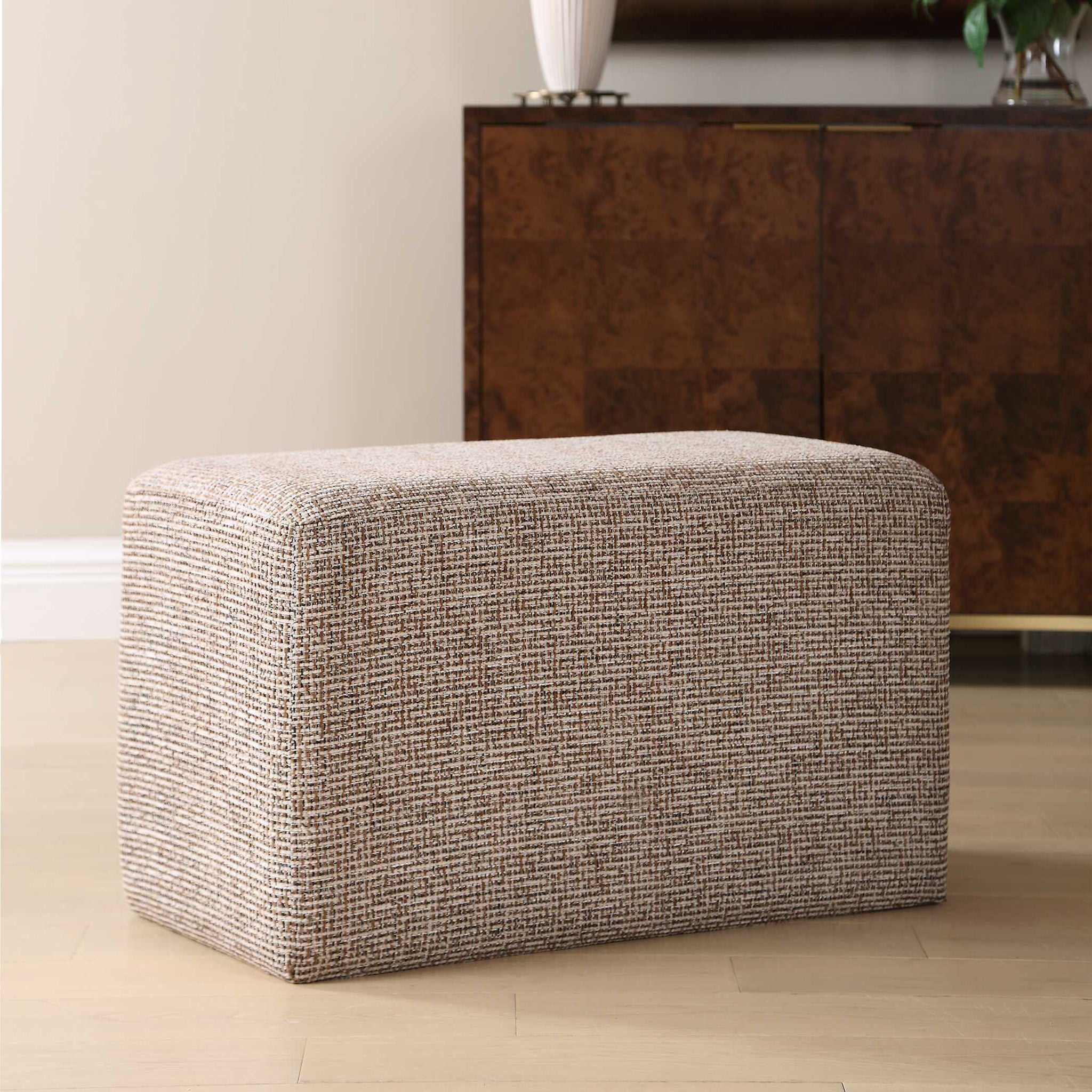 Kelce - Woven Checkered Ottoman - Brown