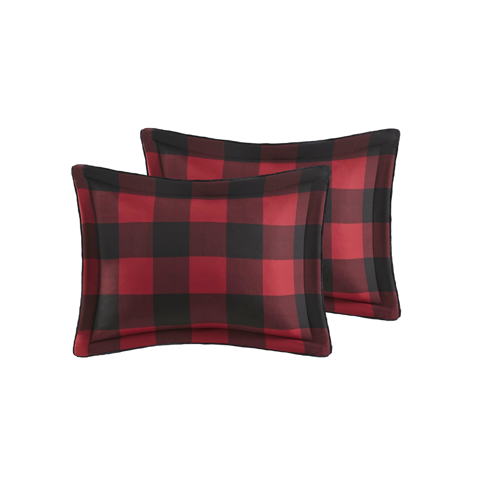 Bernston - Faux Wool to Faux Fur Down Alternative Comforter Set - Red Buffalo Check