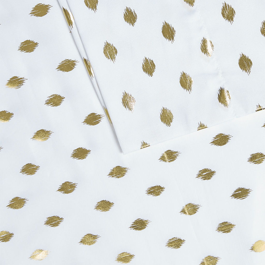 Metallic Dot - Twin Printed Sheet Set - White / Gold