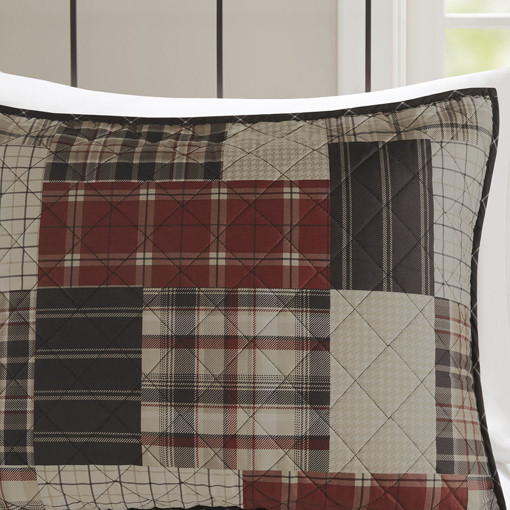 Timber - 3 Piece King/California King Reversible Printed Quilt Set - Red/Black